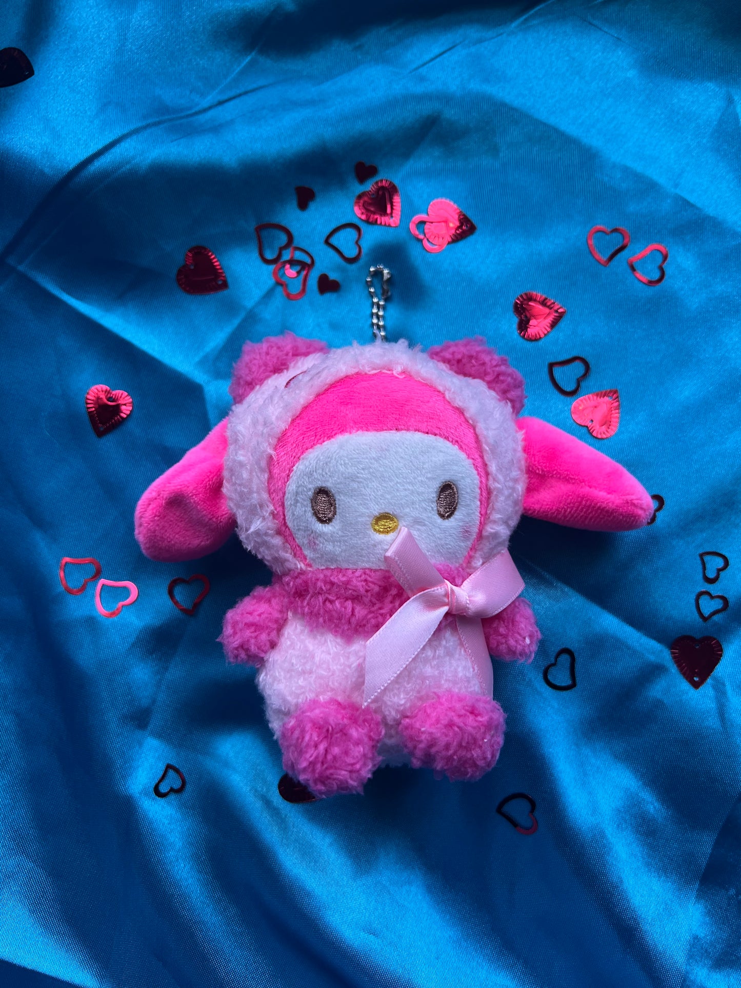 pink melody plush keychain