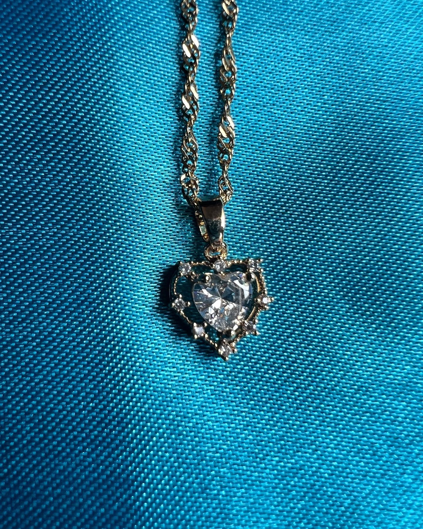 clear heart necklace