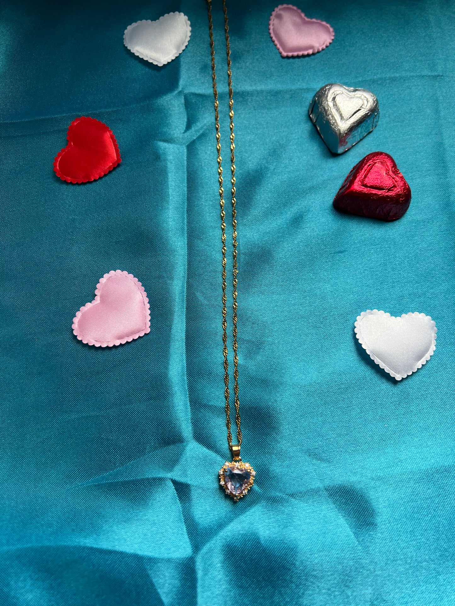 Pink heart necklace
