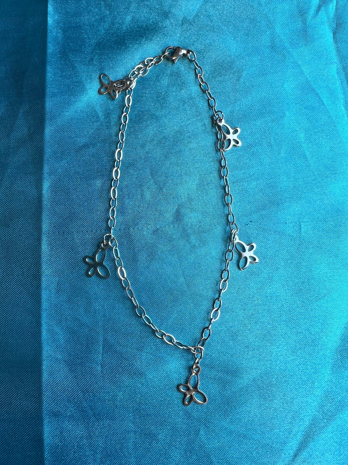 silver little butterfly anklet