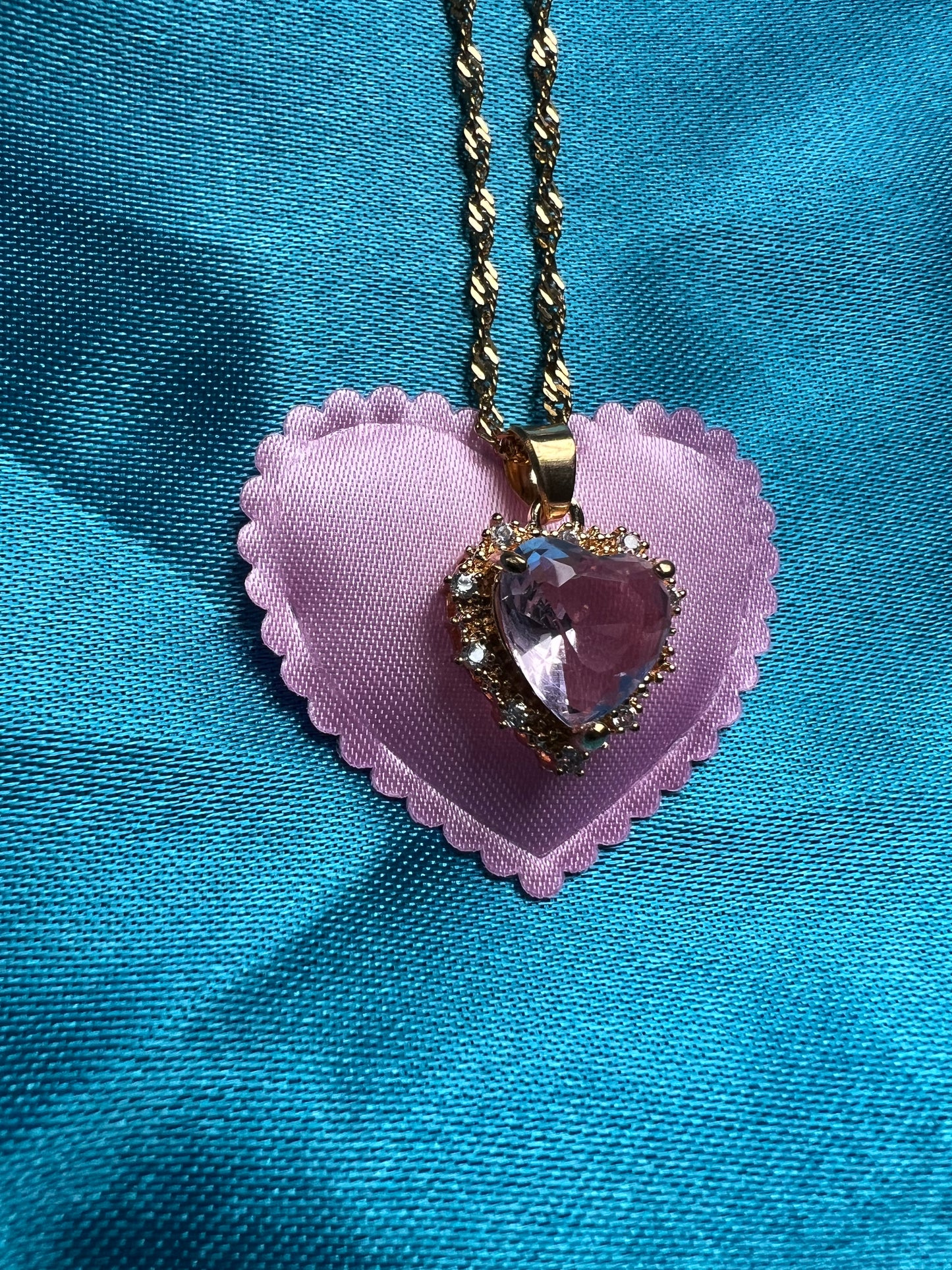 Pink heart necklace
