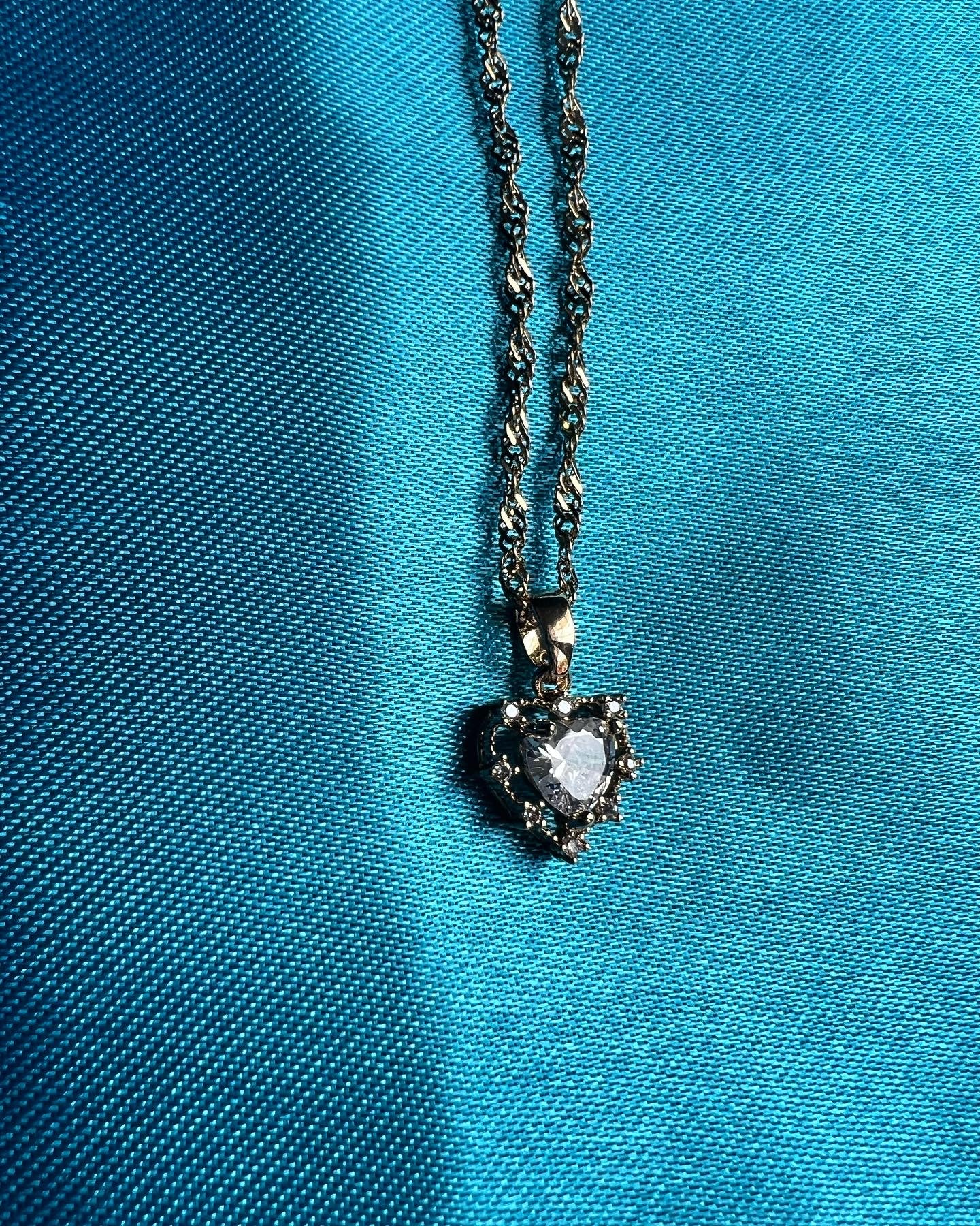 clear heart necklace