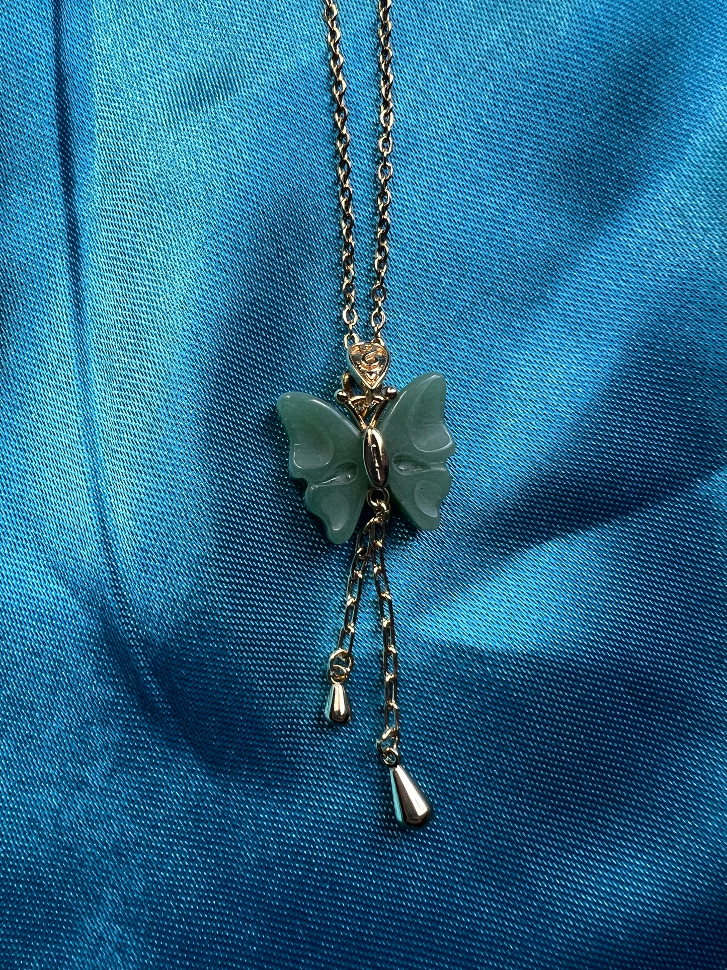 green elegant butterfly necklace