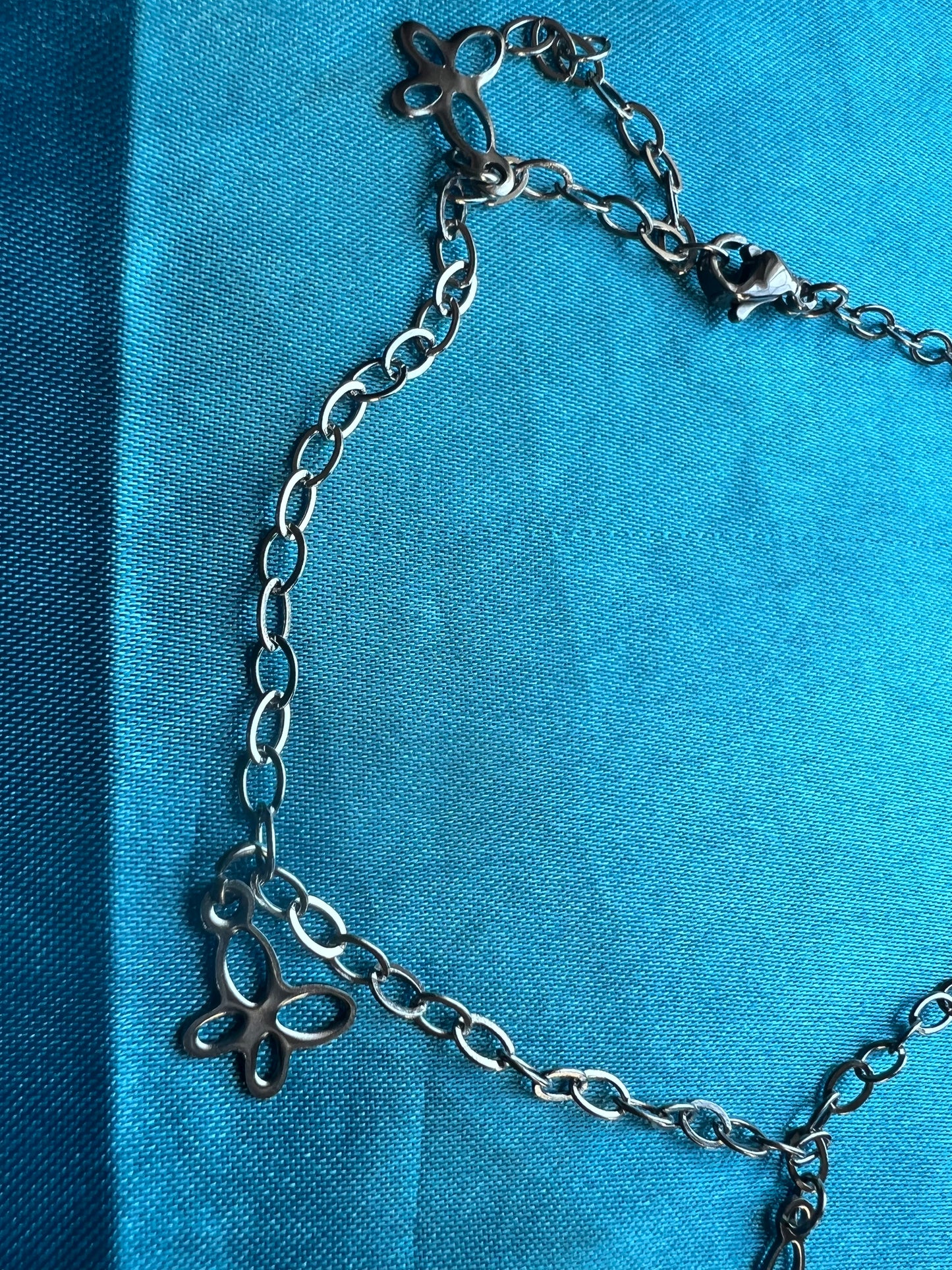 silver little butterfly anklet