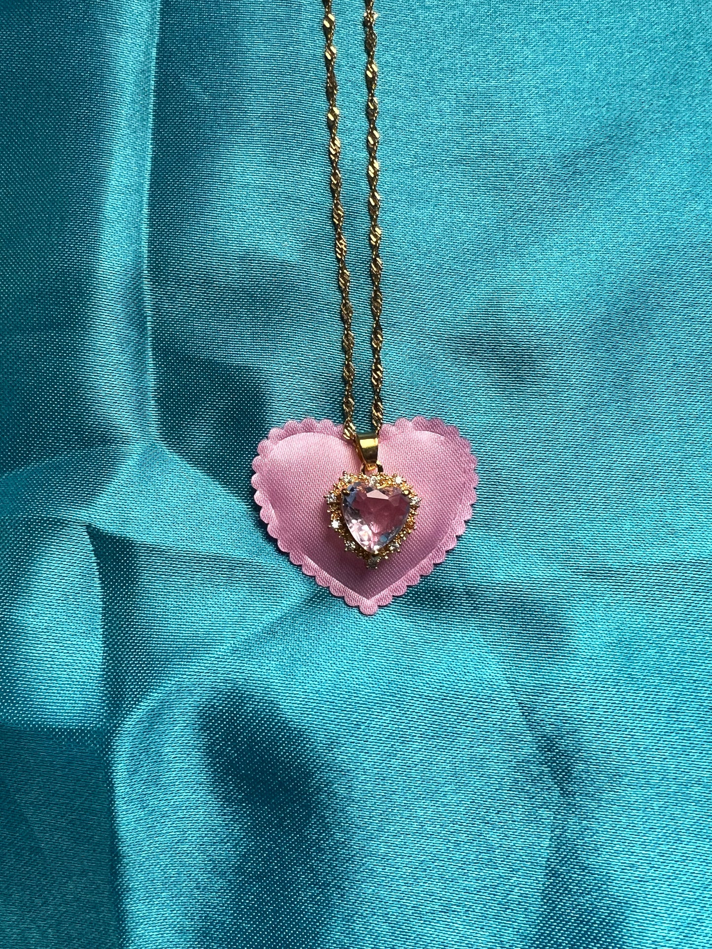 Pink heart necklace