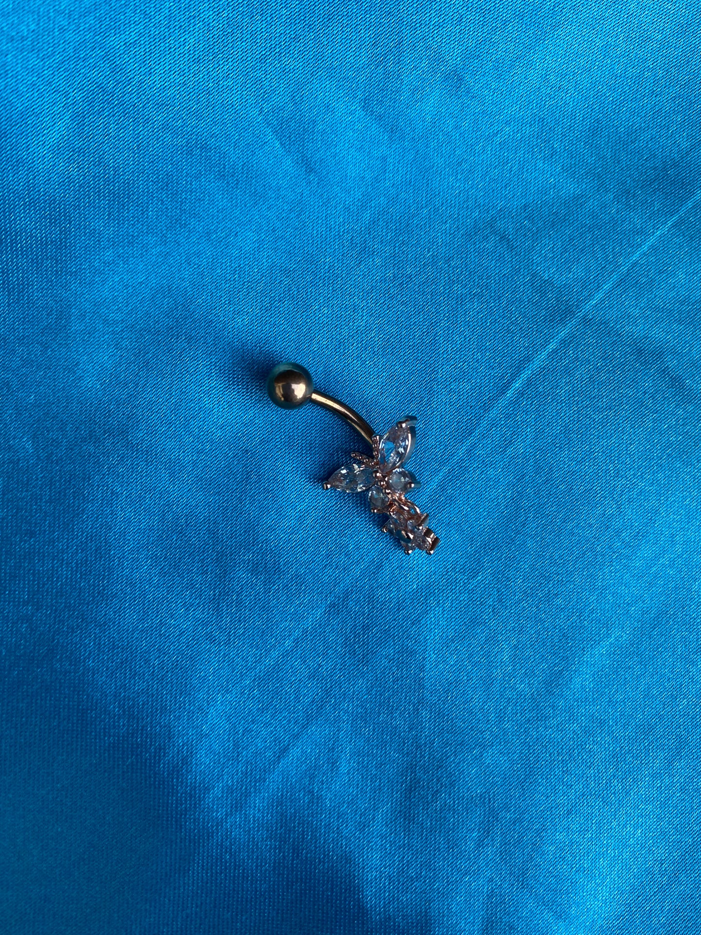 Butterfly rose gold belly ring