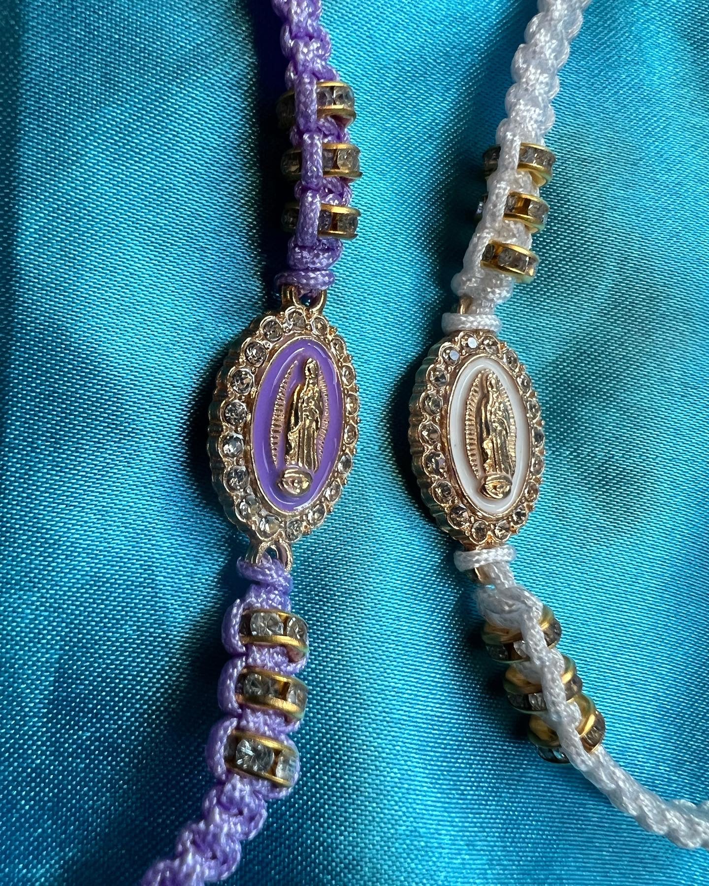 purple & white Virgin Mary bracelets