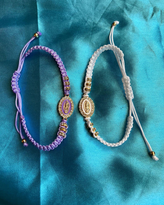 purple & white Virgin Mary bracelets