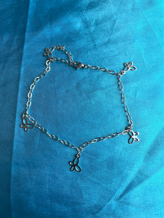 silver little butterfly anklet