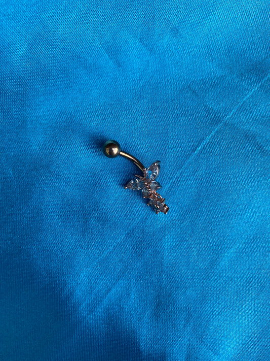 Butterfly rose gold belly ring